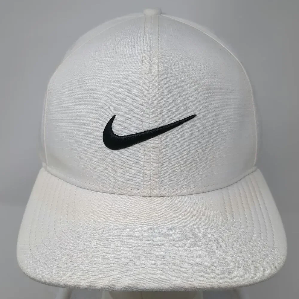 Nike Snapback White One Size Golf Hat Swoosh Logo Dri-Fit Tour Athletes Pro